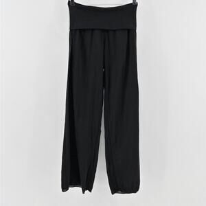 Vintage Y2k Hard Tail Womens Wide Leg Fold Over Pants Size S Black Cotton Yoga